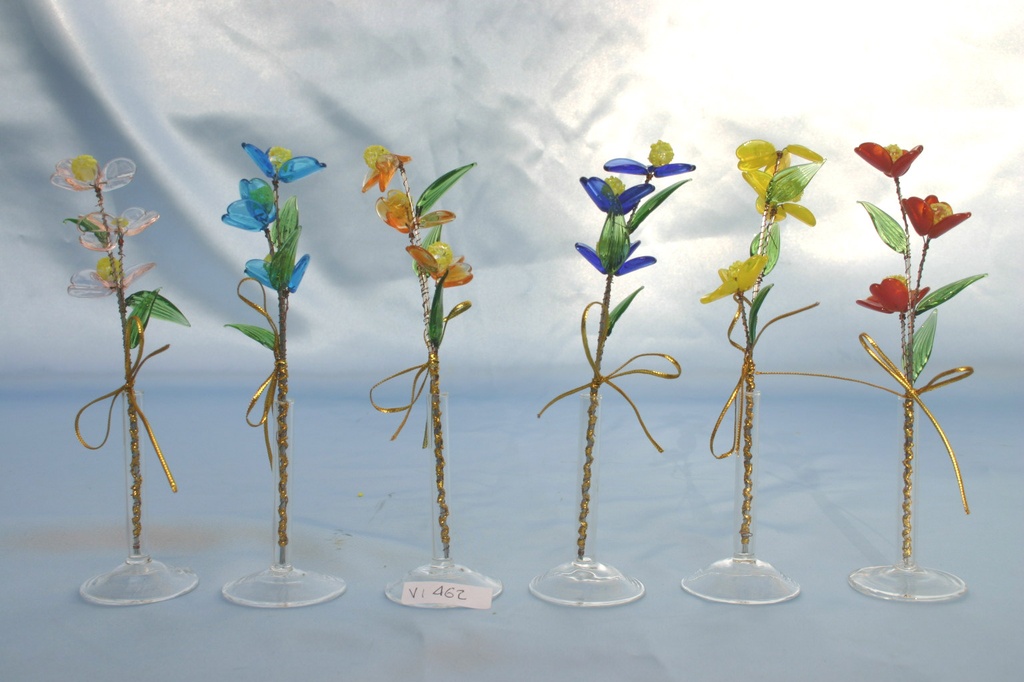 VASETTO VETRO MICRO c/MARGHERITE h 16cm 