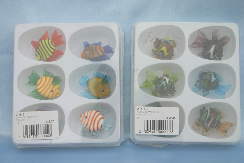 FAMIGLIA 6pz PESCI VETRO 