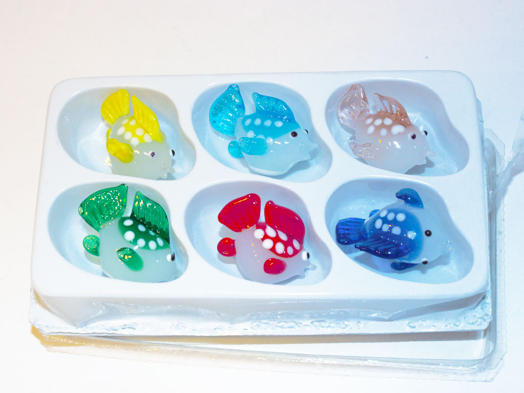 CONFEZIONE PESCI PALLA VETRO 6 PZ 