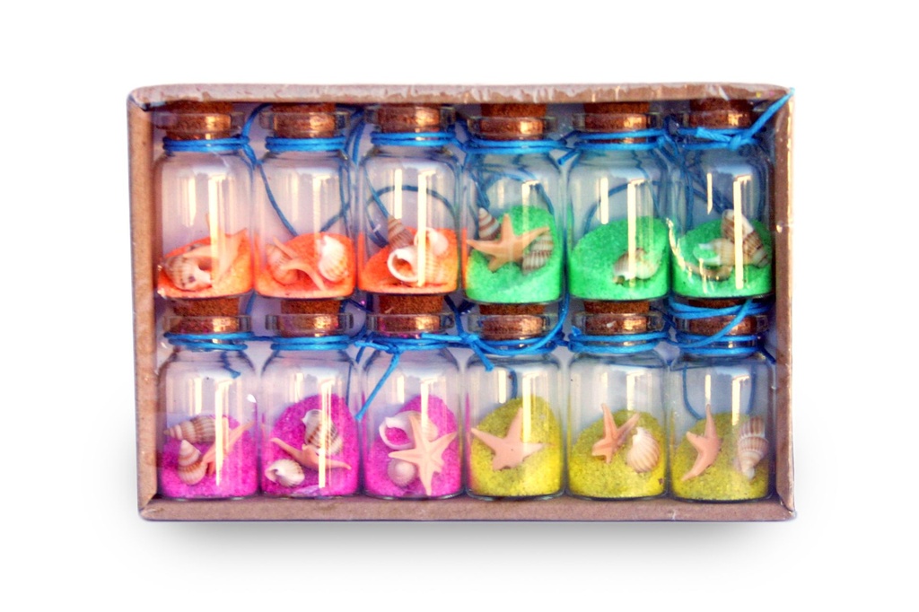 BOTTIGLIE VETRO C/SABBIA E CONCH