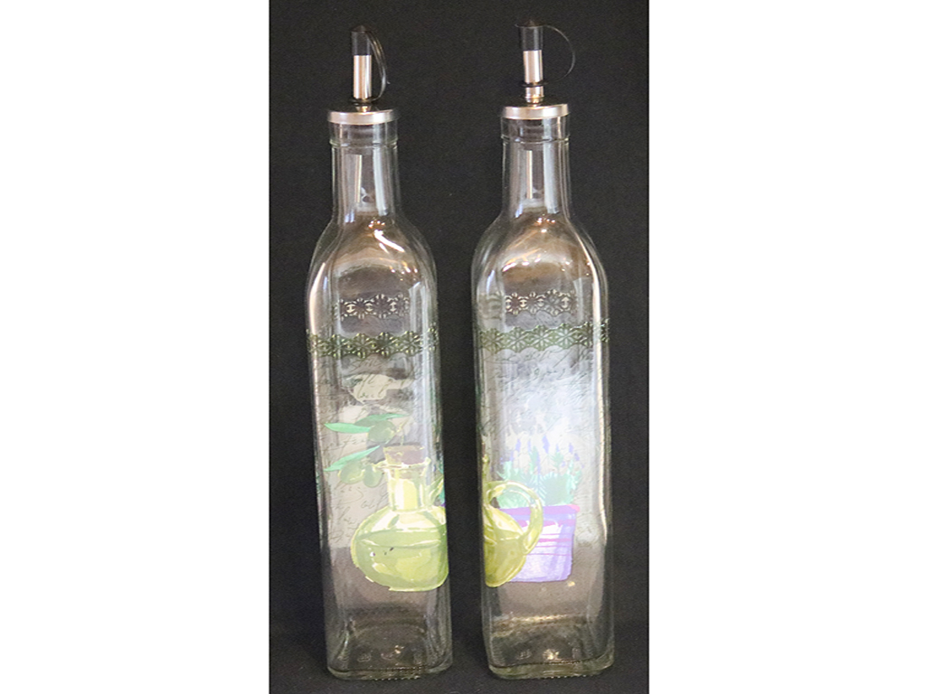 BOTTIGLIA VETRO C/DISEGNO H 30 CM 