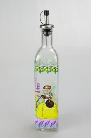 BOTTIGLIA VETRO C/DISEGNO H 30 CM 