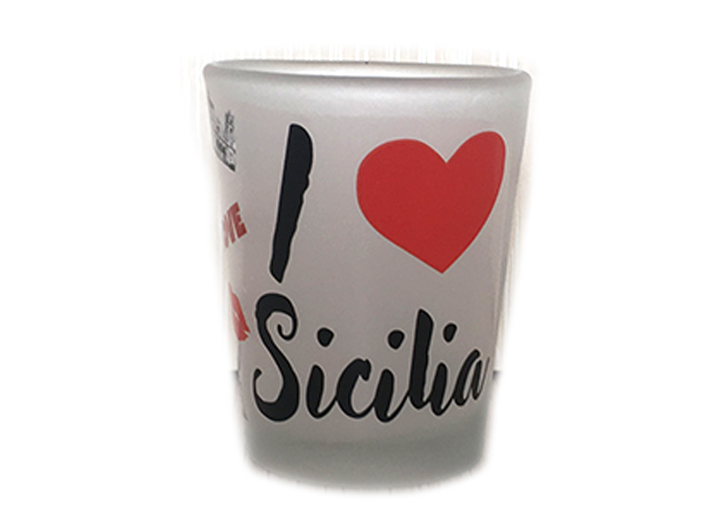 SHOT GLASS VETRO FROST I LOVE SICILIA 