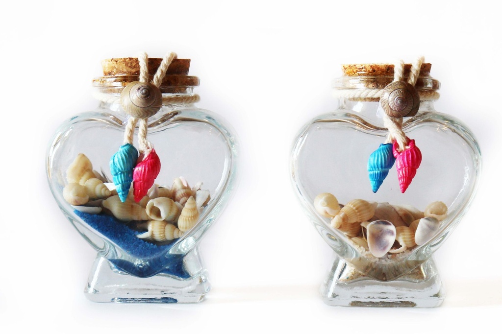 BOTTIGLIE VETRO C/SABBIA+CONCH 11CM 1 MOD 