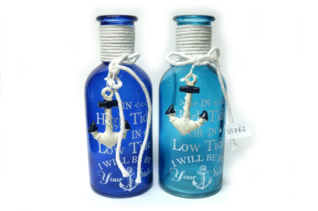 BOTTIGLIA VETRO COL ASS C/ANCORA RESINA7.5*19CM 