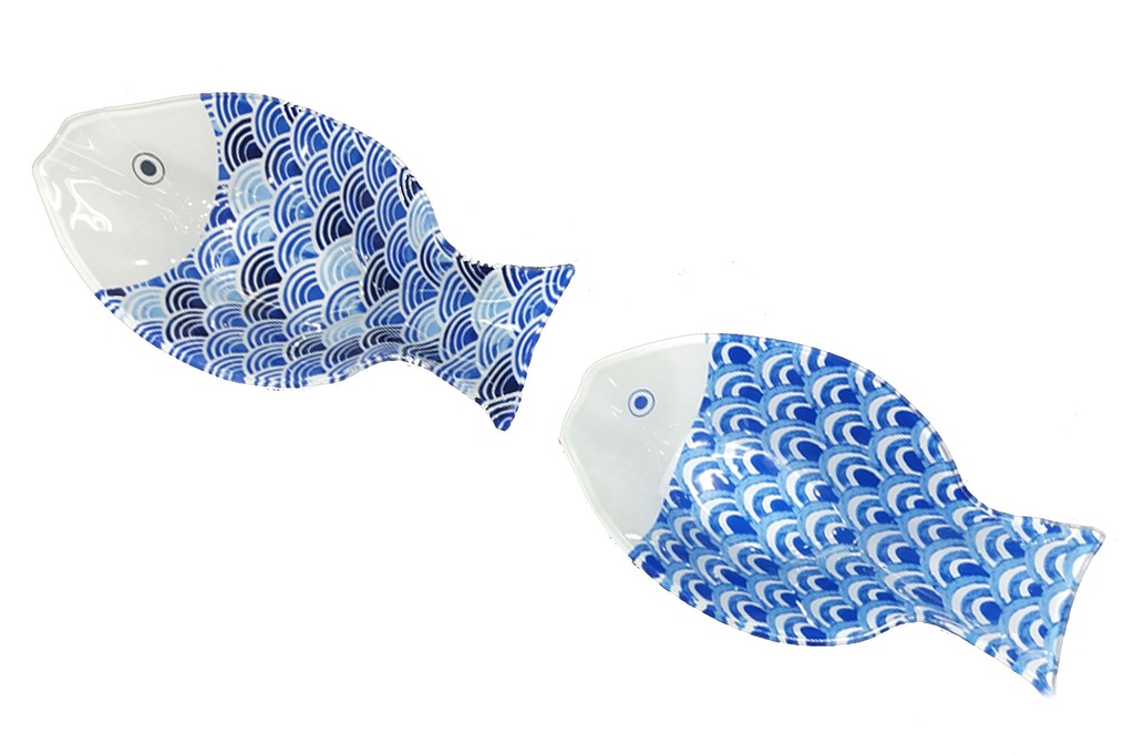 PIATTO VETRO PESCE 2 MOD 11.7*21*4.5 CM 