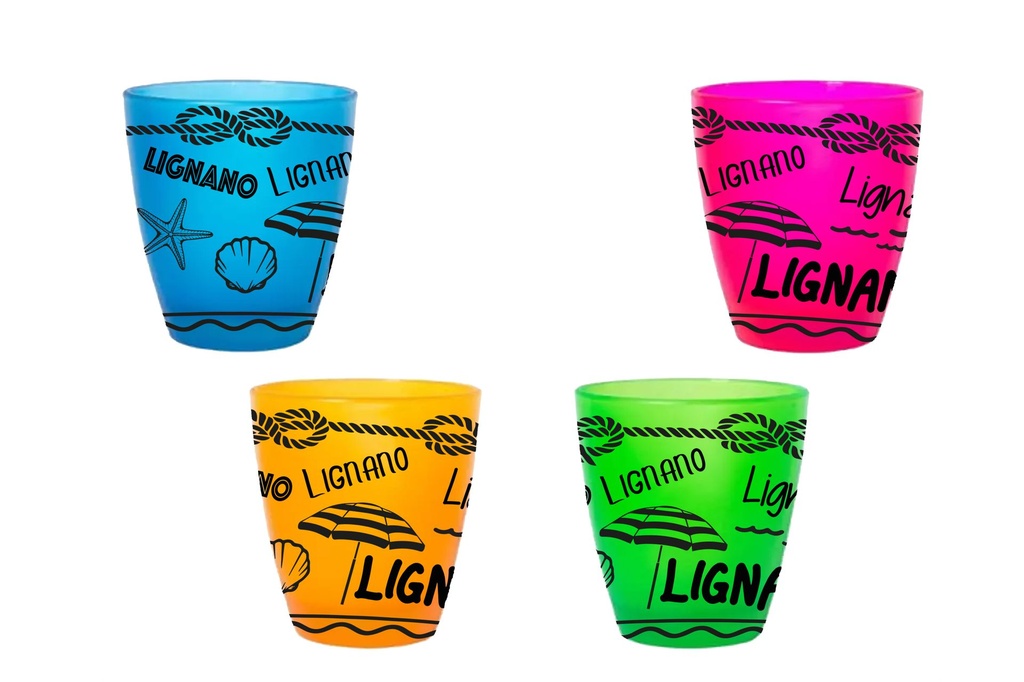 BICCHIERINO VETRO LIGNANO 4 COL ASS 