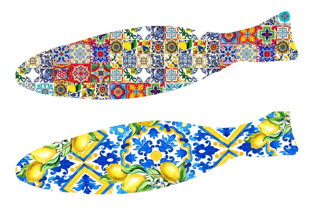 PIATTO PESCE VETRO MAIOLICHE 