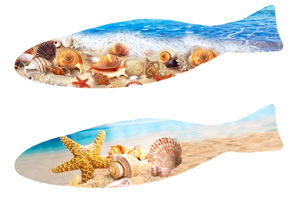 PIATTO PESCE VETRO CONCHIGLIE 