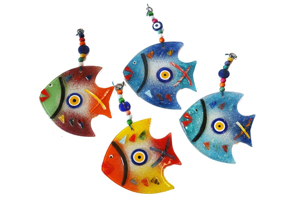 PESCE VETRO D'APPENDERE 19*12 CM COL ASS 