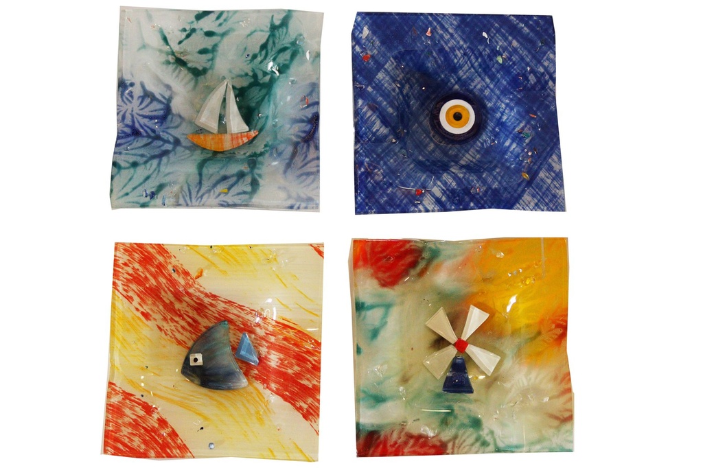 PIATTO VETRO QUADRATO 10*10 CM COL E SOGG ASS 