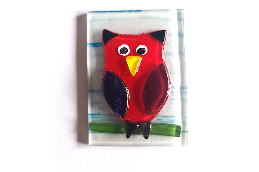 MAGNETE RETT VETRO C/GUFO 5*7 CM COL ASS 