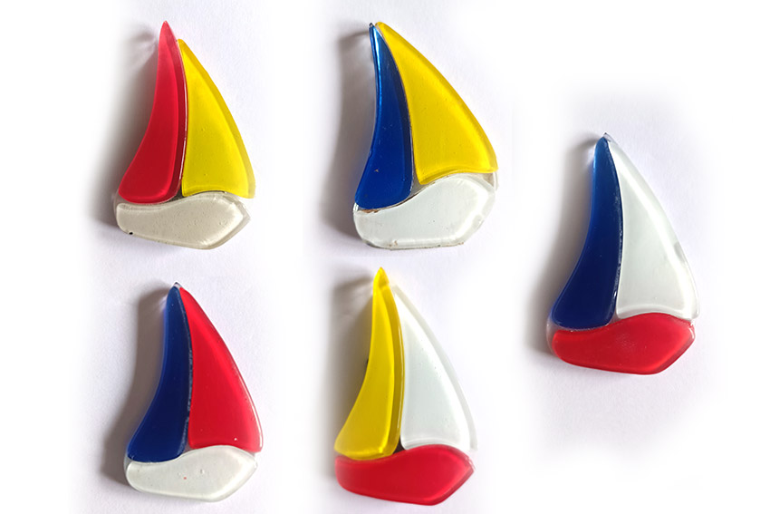 MAGNETE BARCA VETRO 7 CM COL ASS 