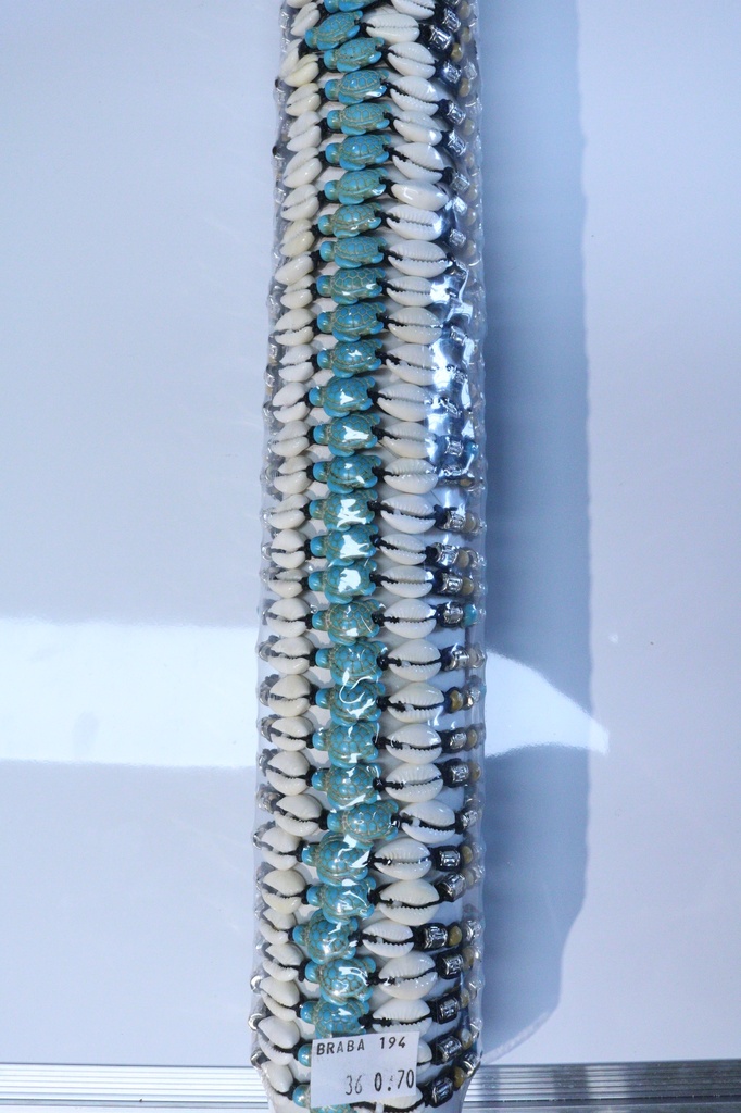 BRACCIALE COCCO, RESINA E CONCHIGLIA SU TUBO