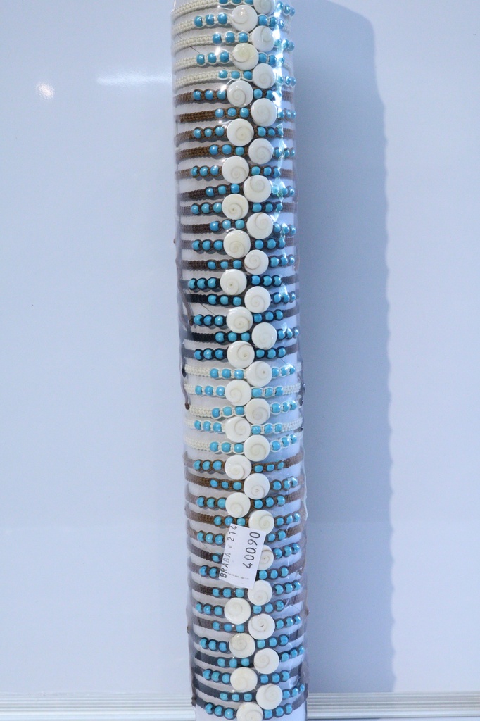 BRACCIALE CONCHIGLIA E PERLINE SU TUBO