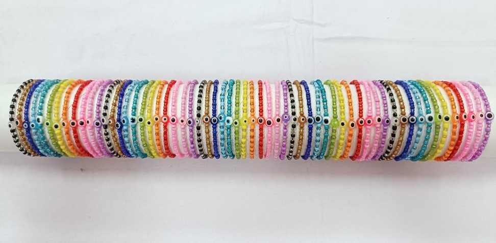 BRACCIALE PERLINE E VETRO SU TUBO