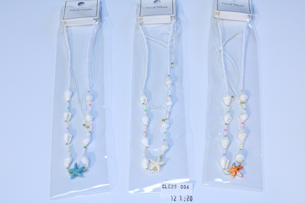 COLLANA PERLINE, RESINA E CONCHIGLIA