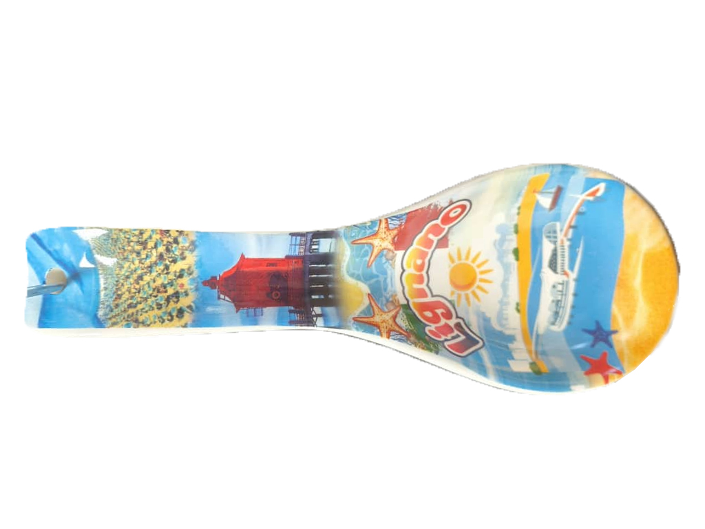 POGGIAMESTOLO CERAMICA 26CM CON DECALCO LIGNANO E BOX CON FINESTRA