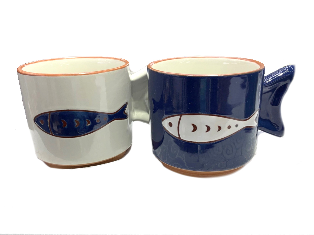 TAZZA CAFFE'LATTE SARDINA 2 COL BIANCO/BLU