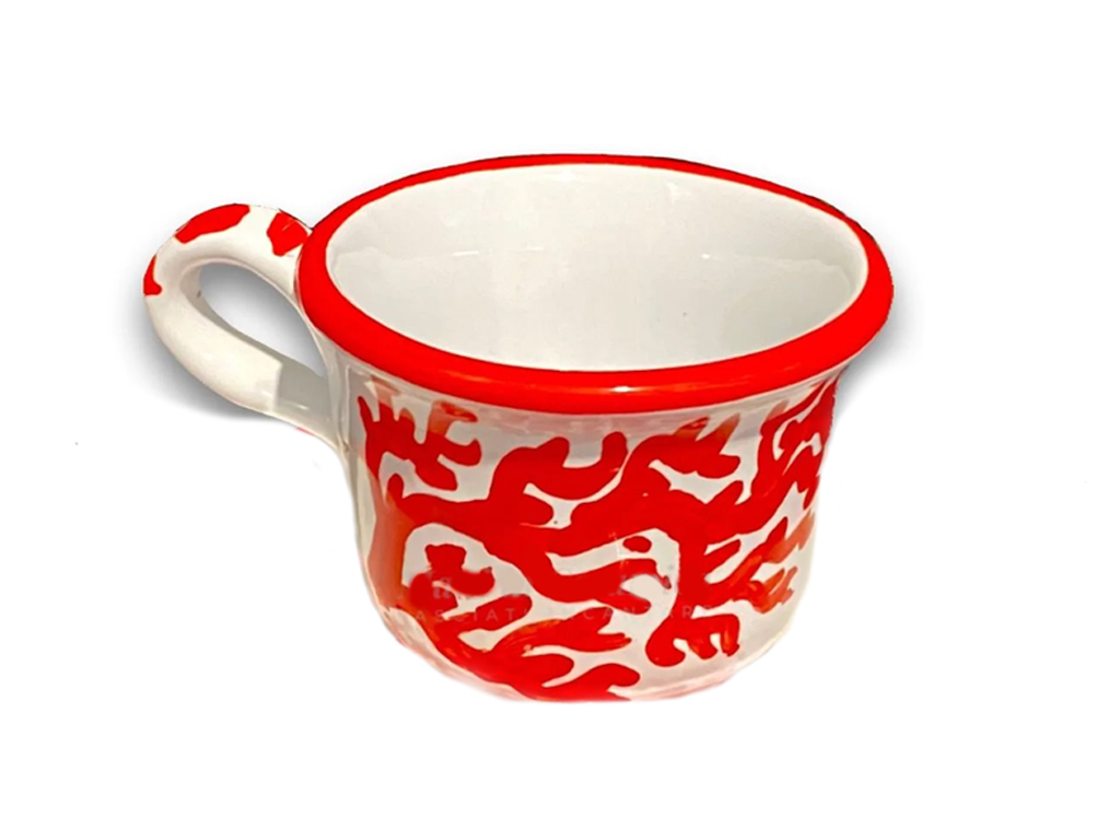 SET 6 TAZZINE DA CAFFE' IN CERAMICA CON DISEGNO CORALLO CON GIFT BOX