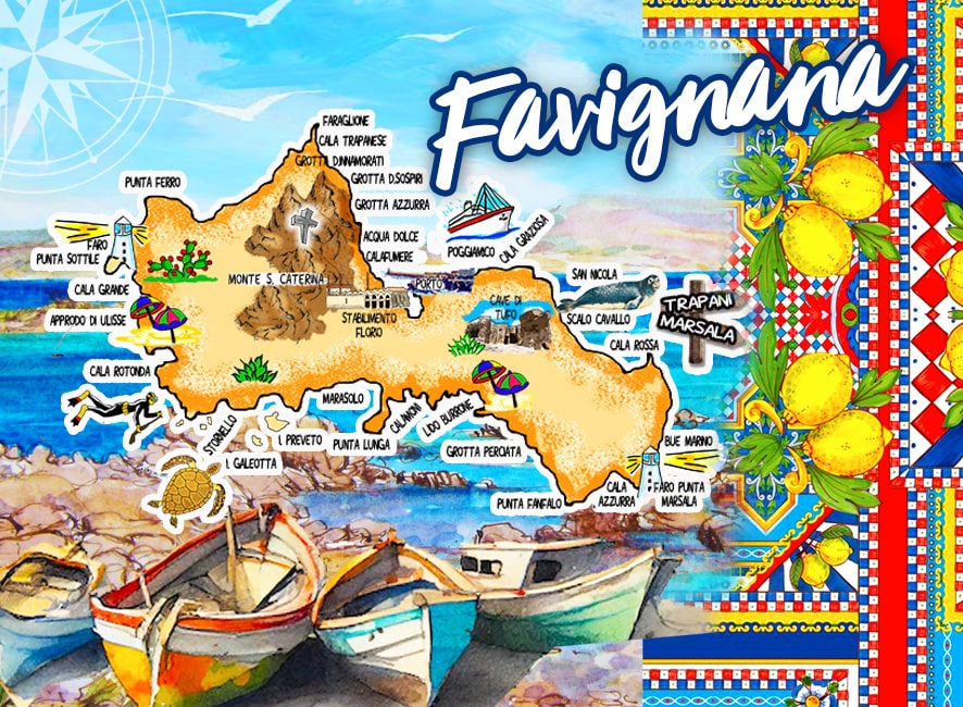 MAGNETE IN MELAMINE FAVIGNANA MAPPA RETTANGOLARE