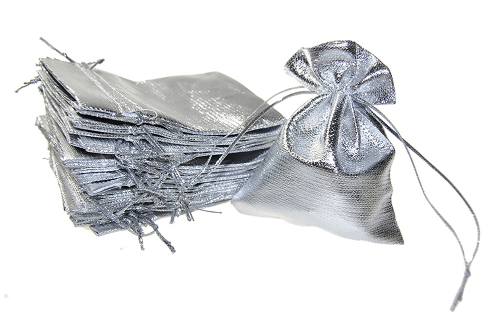 SACCHETTI STOFFA ARGENTO CM 9*12