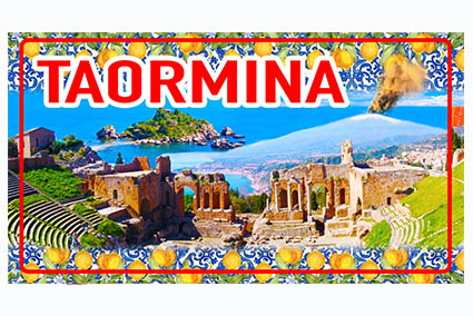 MAGNETE TARGA METALLO 10*5 CM TAORMINA