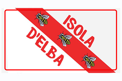 MAGNETE TARGA METALLO 10*5 CM ISOLA D'ELBA 3 API