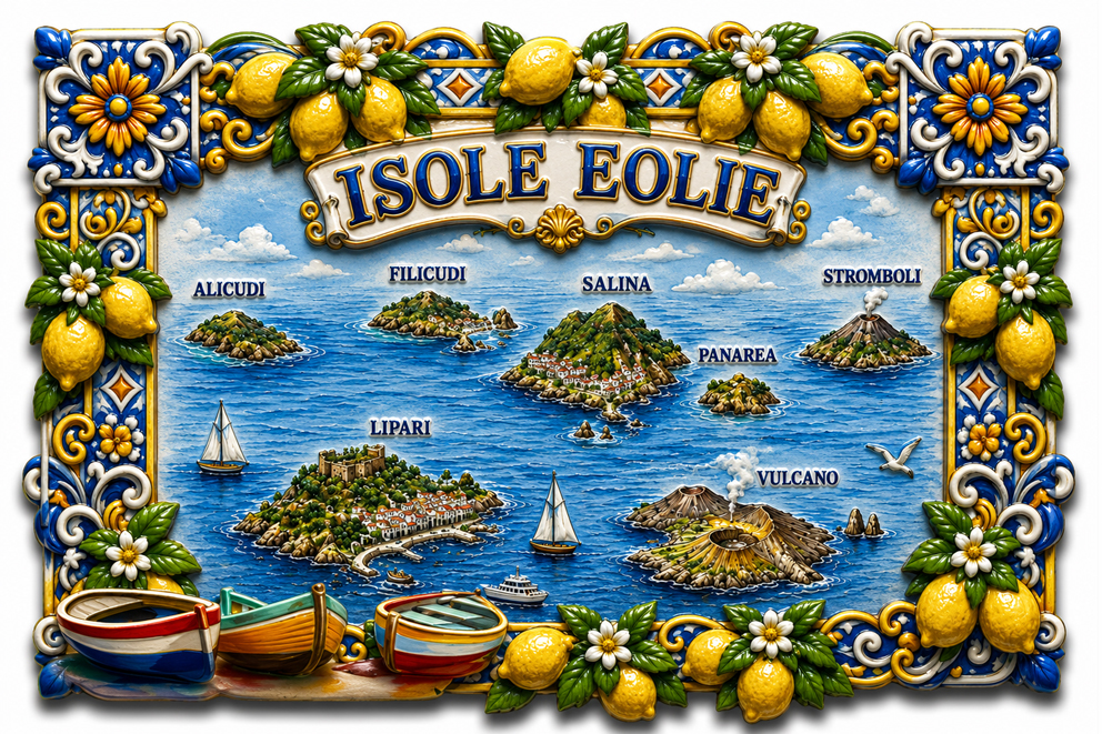 MAGNETE RESINA 3D RILIEVO ISOLE EOLIE