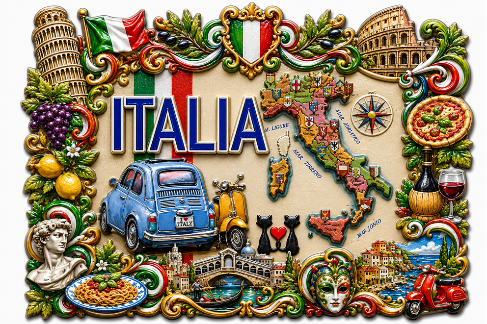 MAGNETE RESINA 3D RILIEVO ITALIA
