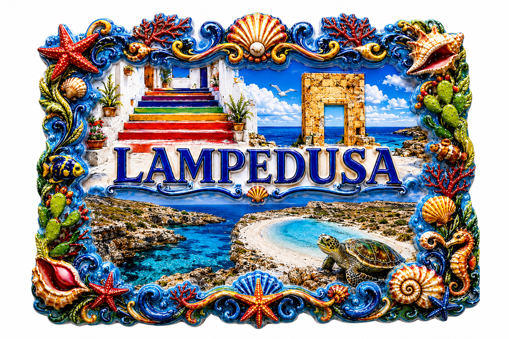 MAGNETE RESINA 3D RILIEVO LAMPEDUSA