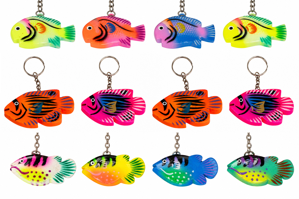 PORTACHIAVI LEGNO PESCE MULTICOLOR