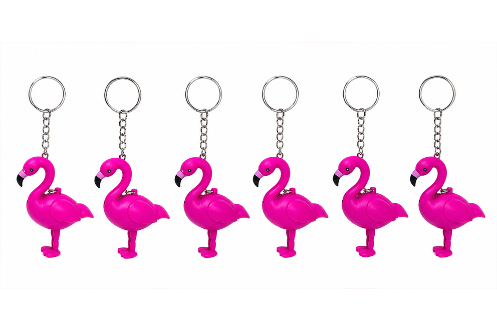 PORTACHIAVE PLASTICA FENICOTTERO ROSA CM 7.5 CON LUCE E SUONO