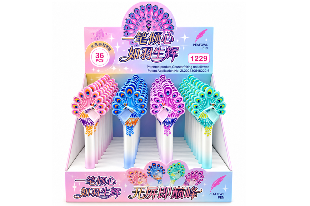 PENNA PLASTICA PAVONE 4 COL ASS